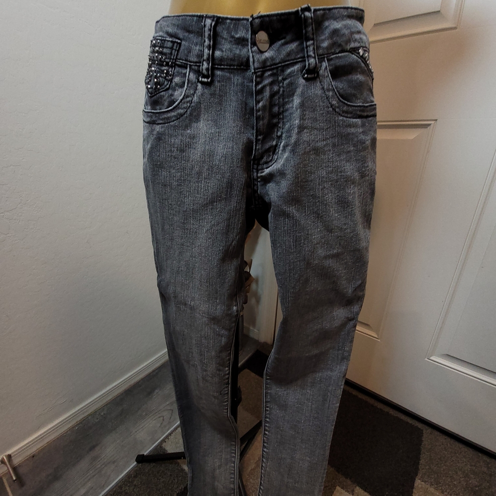 Kids' Charcoal Jeans with Embellished Pockets